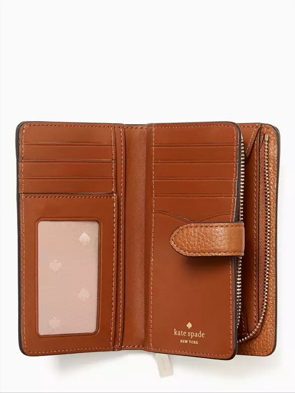 Kate Spade New York Tan Brown Pebbled Leather Zip/ Bi-fold Wallet NWT